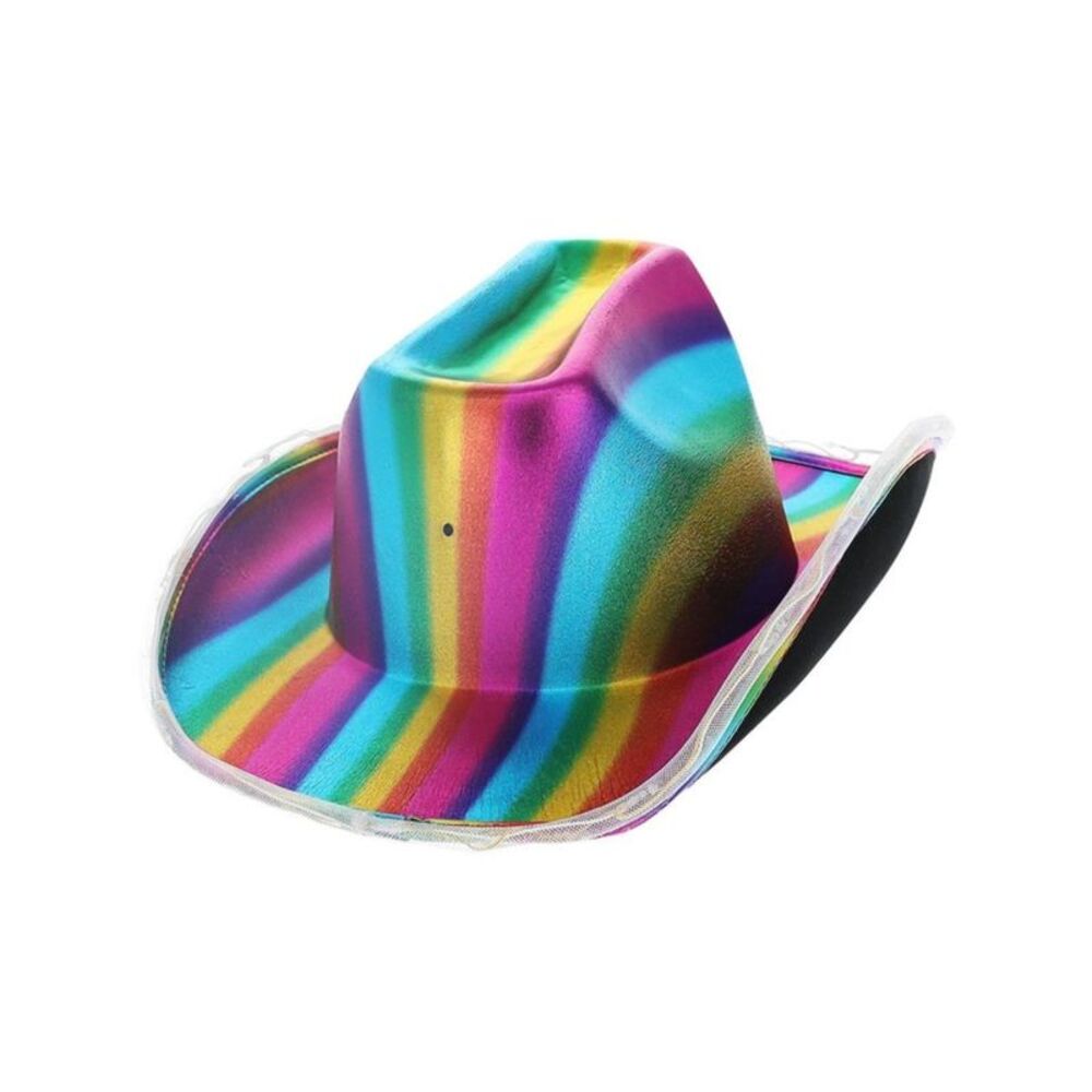 Smiffys Unisex Adult Metallic LED Light Up Cowboy Hat / Multicolored